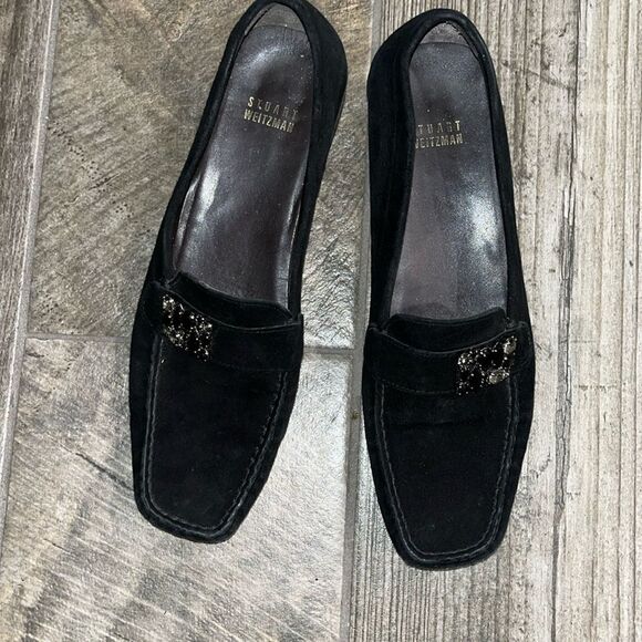 Stuart Weitzman black suede leather loafers - Picture 2 of 4